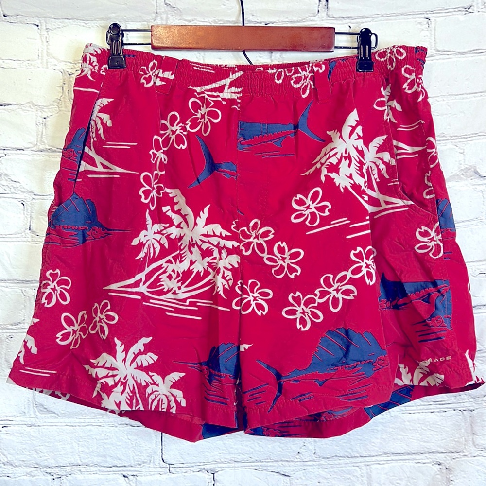 Columbia Omni-Shade Tropical & Fish Print Swim Trunks Size Large